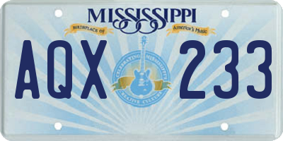 MS license plate AQX233