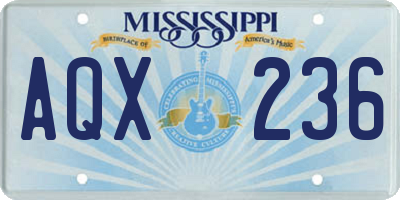 MS license plate AQX236