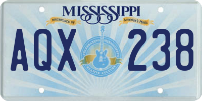MS license plate AQX238