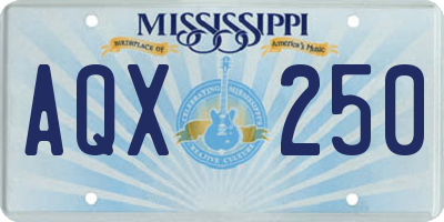 MS license plate AQX250