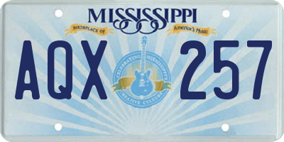 MS license plate AQX257