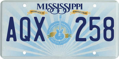 MS license plate AQX258