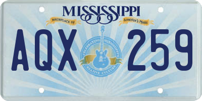 MS license plate AQX259