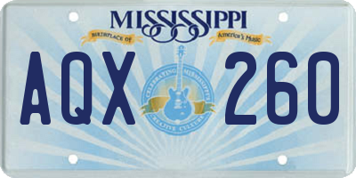 MS license plate AQX260