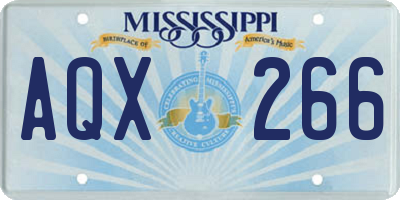 MS license plate AQX266