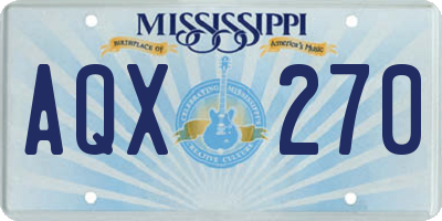 MS license plate AQX270