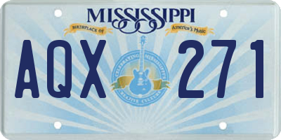 MS license plate AQX271