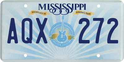 MS license plate AQX272