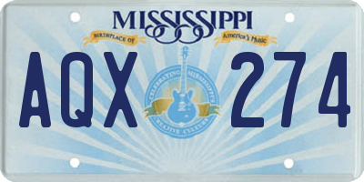 MS license plate AQX274