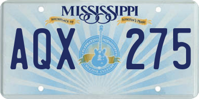 MS license plate AQX275