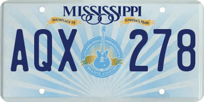 MS license plate AQX278