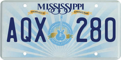 MS license plate AQX280
