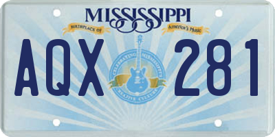 MS license plate AQX281