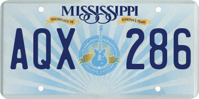 MS license plate AQX286
