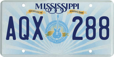 MS license plate AQX288