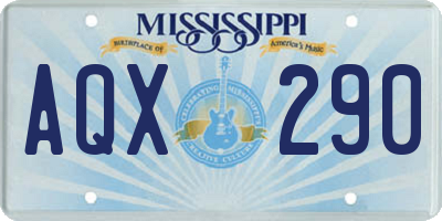 MS license plate AQX290
