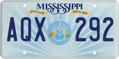 MS license plate AQX292