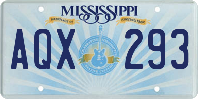 MS license plate AQX293