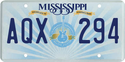 MS license plate AQX294