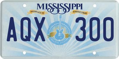MS license plate AQX300