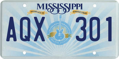 MS license plate AQX301