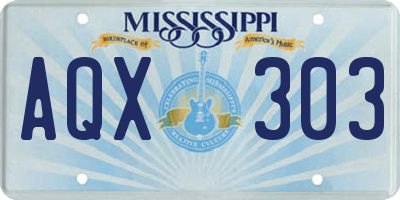 MS license plate AQX303