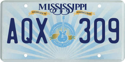 MS license plate AQX309