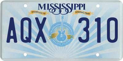 MS license plate AQX310