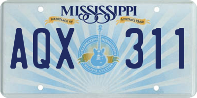 MS license plate AQX311