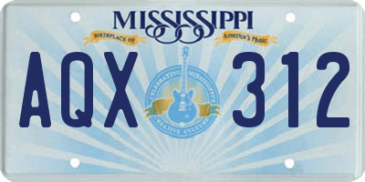 MS license plate AQX312