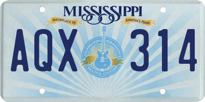MS license plate AQX314