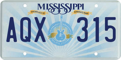 MS license plate AQX315