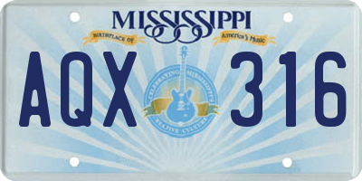 MS license plate AQX316