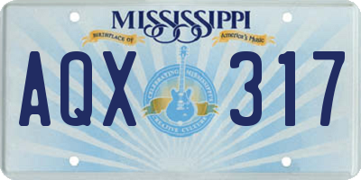 MS license plate AQX317