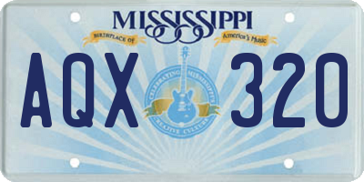 MS license plate AQX320