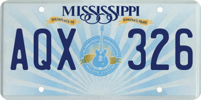 MS license plate AQX326
