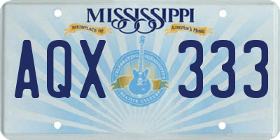 MS license plate AQX333