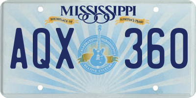 MS license plate AQX360
