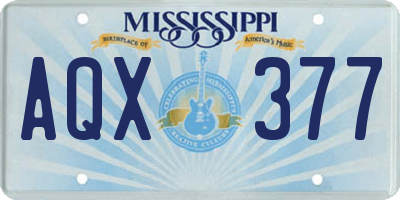 MS license plate AQX377