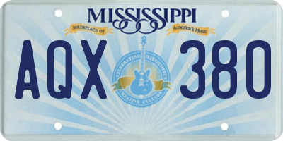 MS license plate AQX380