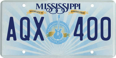 MS license plate AQX400