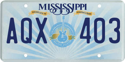 MS license plate AQX403