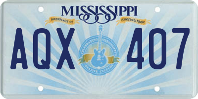MS license plate AQX407