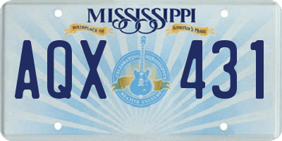 MS license plate AQX431