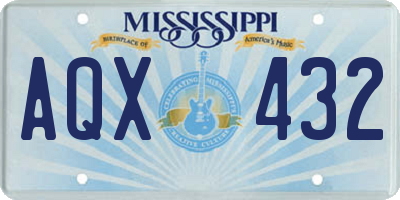 MS license plate AQX432