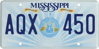 MS license plate AQX450