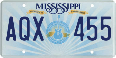 MS license plate AQX455