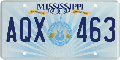 MS license plate AQX463