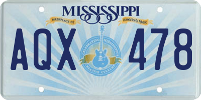 MS license plate AQX478
