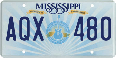 MS license plate AQX480